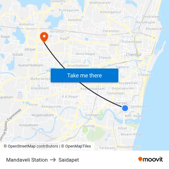 मंडवेली स्टेशन to साईपेट map