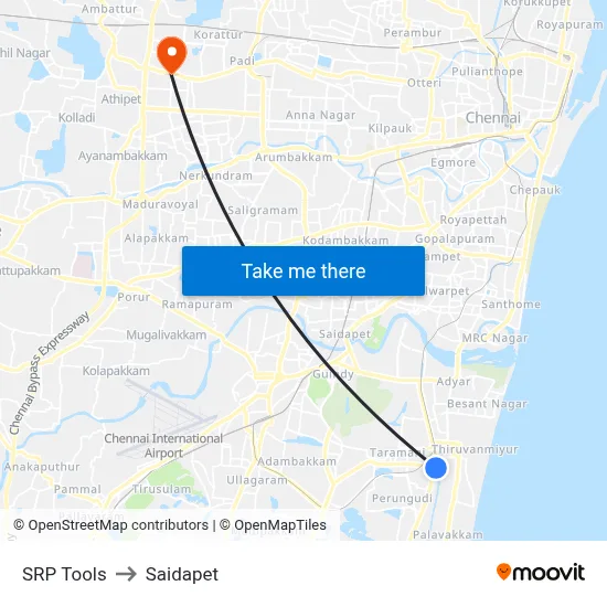 SRP Tools to Saidapet map