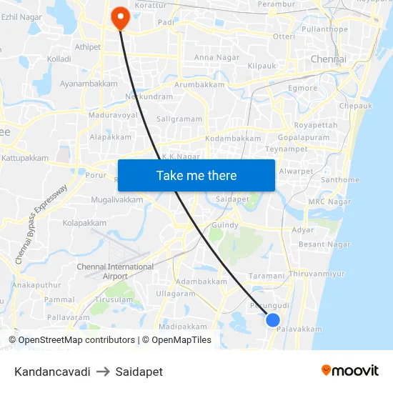Kandancavadi to Saidapet map