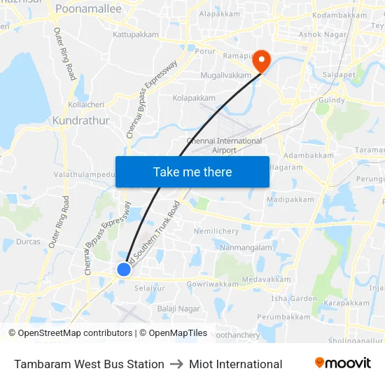 Tambaram West Bus Station to Miot International map
