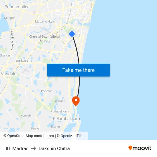 IIT Madras to Dakshin Chitra map