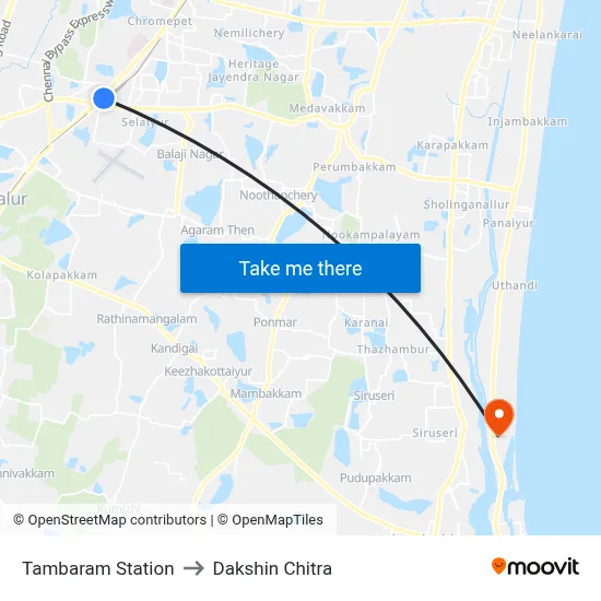 Tambaram Station to Dakshin Chitra map