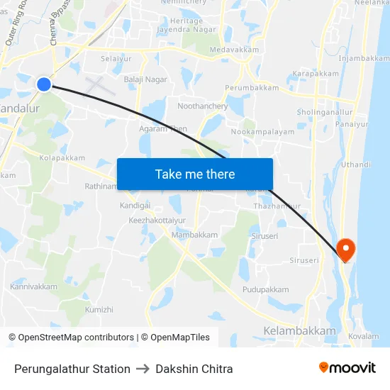 Perungalathur Station to Dakshin Chitra map
