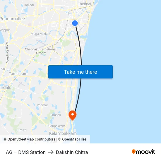 AG – DMS Station to Dakshin Chitra map