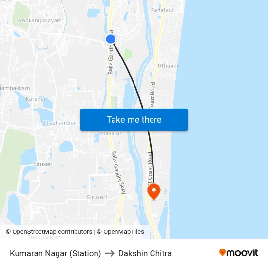 Kumaran Nagar (Station) to Dakshin Chitra map