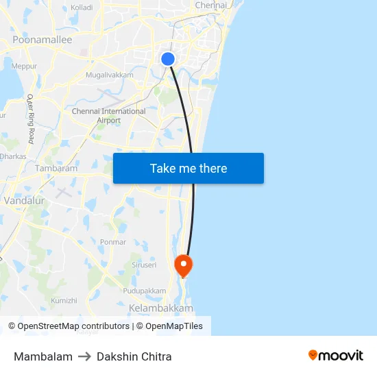 Mambalam to Dakshin Chitra map