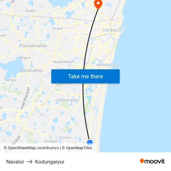 Navalur to Kodungaiyur map