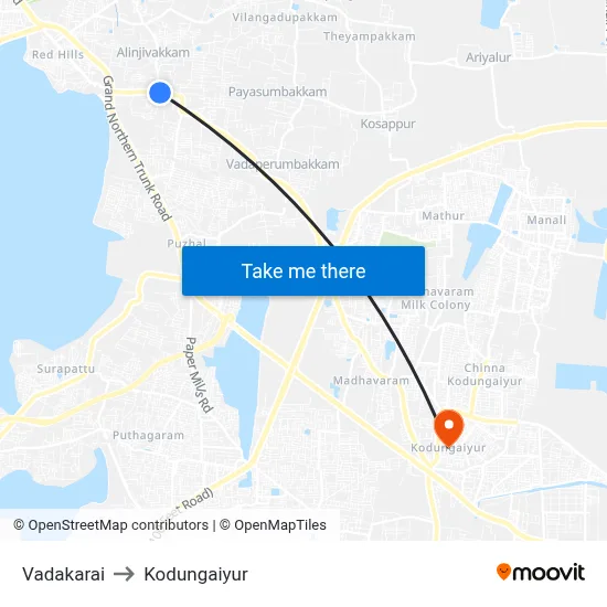 Vadakarai to Kodungaiyur map