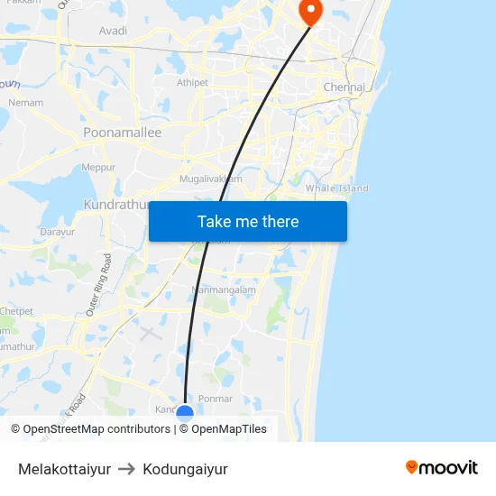 Melakottaiyur to Kodungaiyur map