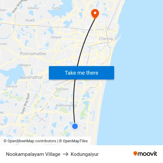 Nookampalayam Village to Kodungaiyur map