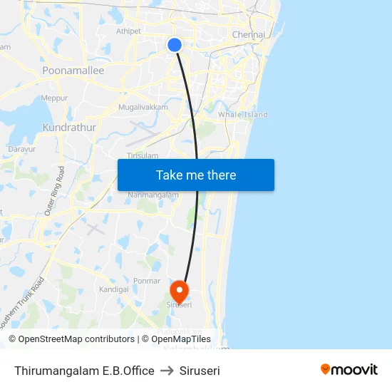 Thirumangalam E.B.Office to Siruseri map