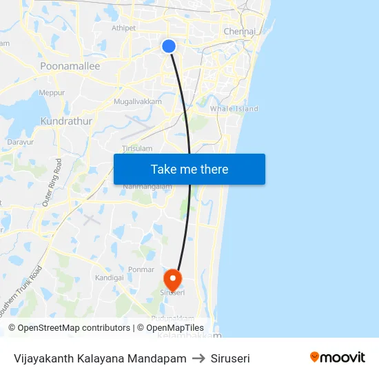 Vijayakanth Kalayana Mandapam to Siruseri map