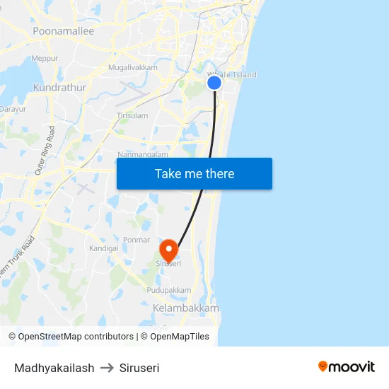 Madhyakailash to Siruseri map