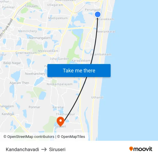 Kandanchavadi to Siruseri map