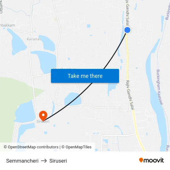Semmancheri to Siruseri map