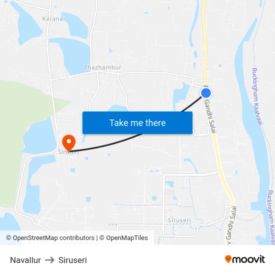 Navallur to Siruseri map