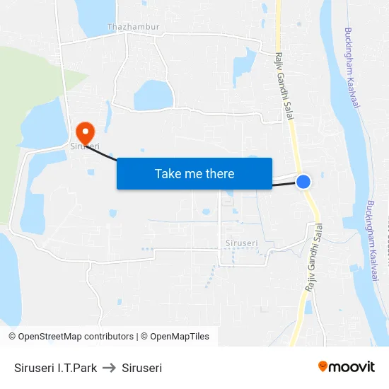 Siruseri I.T.Park to Siruseri map