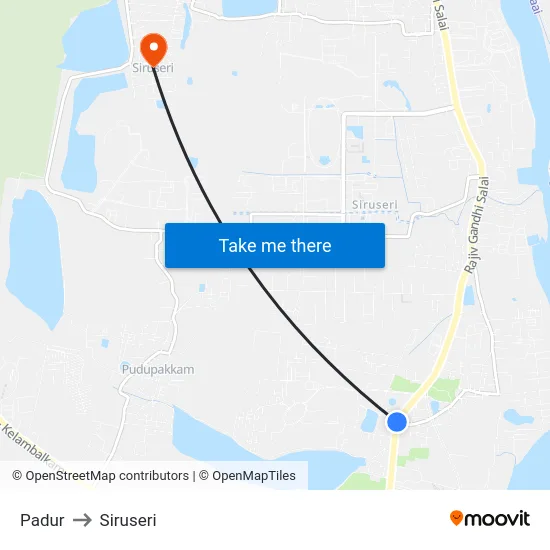 Padur to Siruseri map