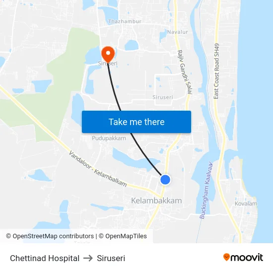 Chettinad Hospital to Siruseri map