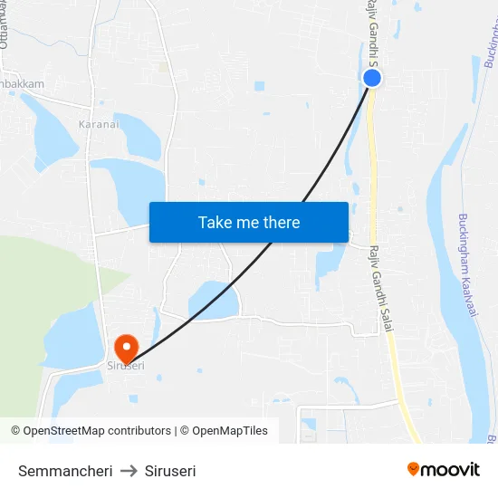 Semmancheri to Siruseri map