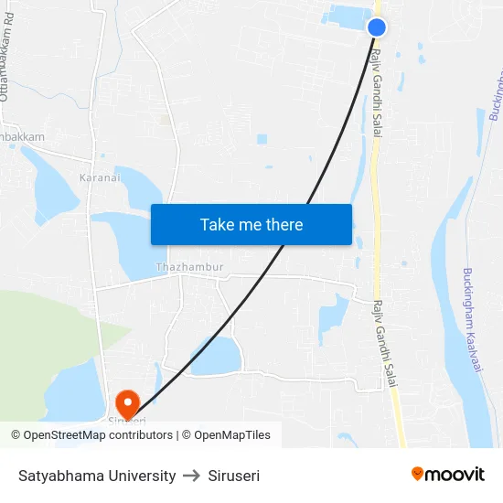 Satyabhama University to Siruseri map