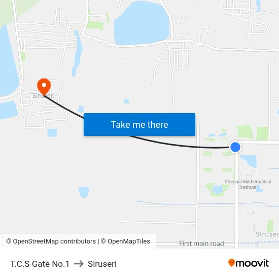 T.C.S Gate No.1 to Siruseri map