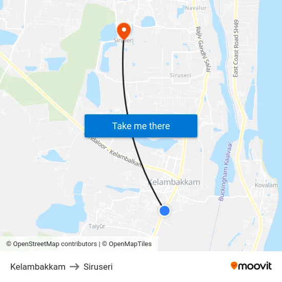Kelambakkam to Siruseri map