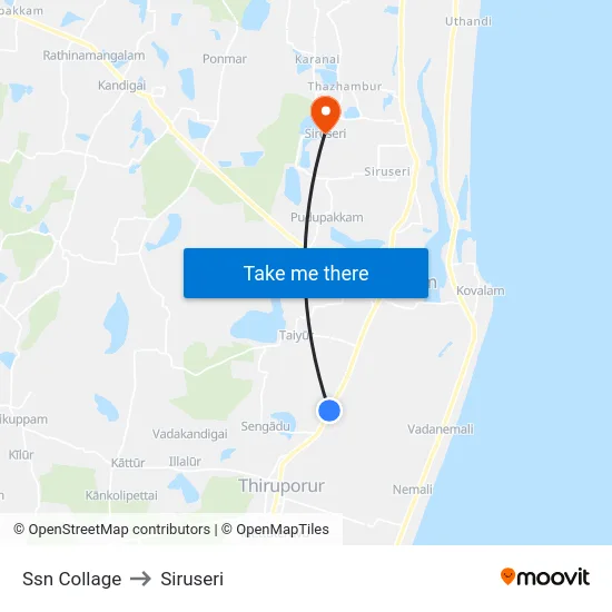 Ssn Collage to Siruseri map