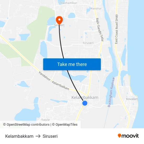Kelambakkam to Siruseri map