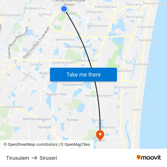 Tirusulam to Siruseri map