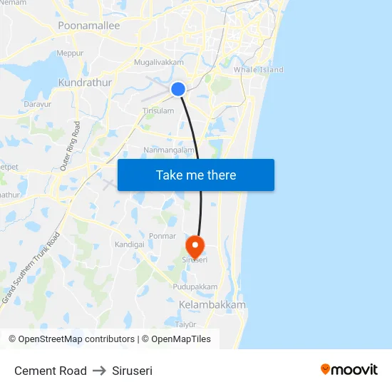 Cement Road to Siruseri map