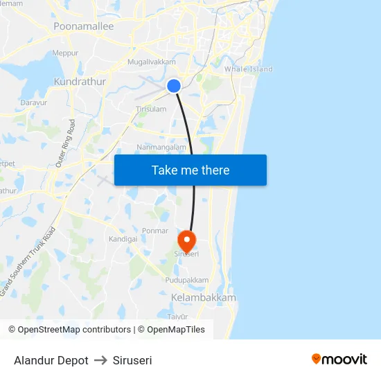 Alandur Depot to Siruseri map