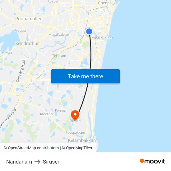 Nandanam to Siruseri map