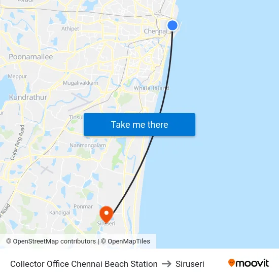 Collector Office Chennai Beach Station to Siruseri map