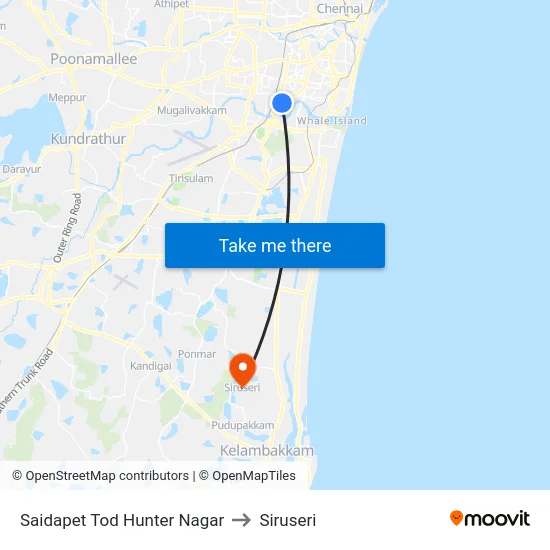 Saidapet Tod Hunter Nagar to Siruseri map