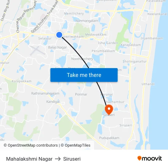 Mahalakshmi Nagar to Siruseri map