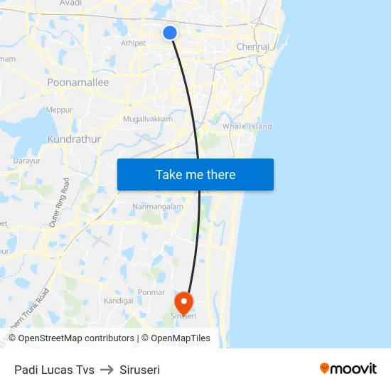 Padi Lucas Tvs to Siruseri map