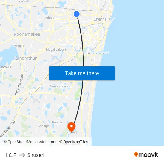 I.C.F. to Siruseri map