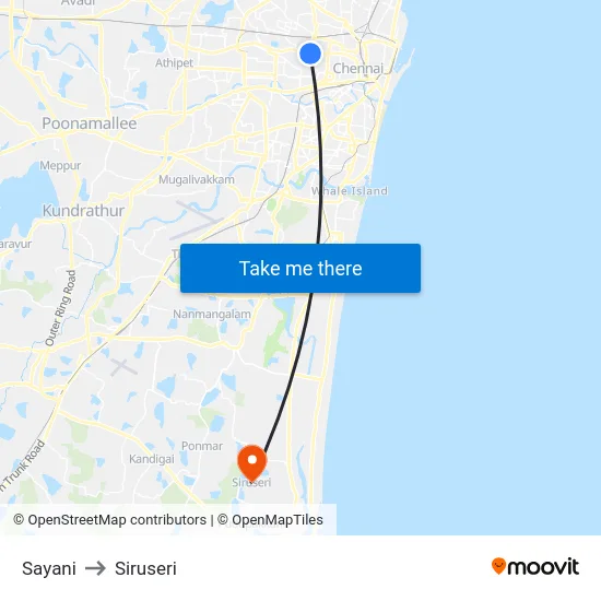 Sayani to Siruseri map