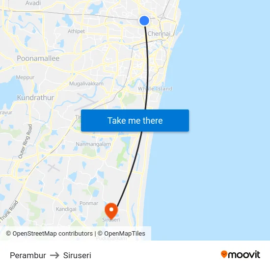 Perambur to Siruseri map