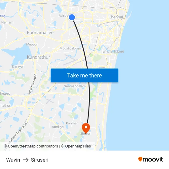 Wavin to Siruseri map