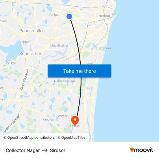 Collector Nagar to Siruseri map