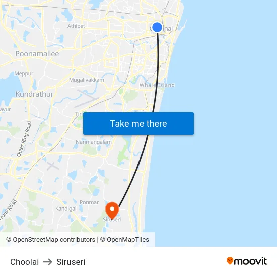 Choolai to Siruseri map