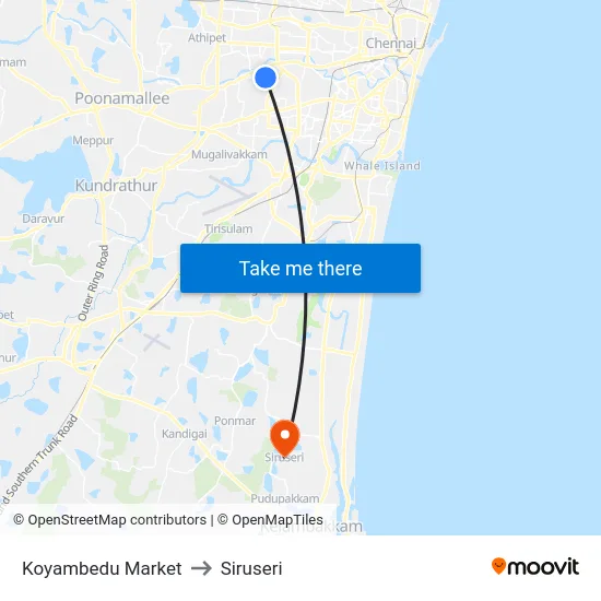 Koyambedu Market to Siruseri map