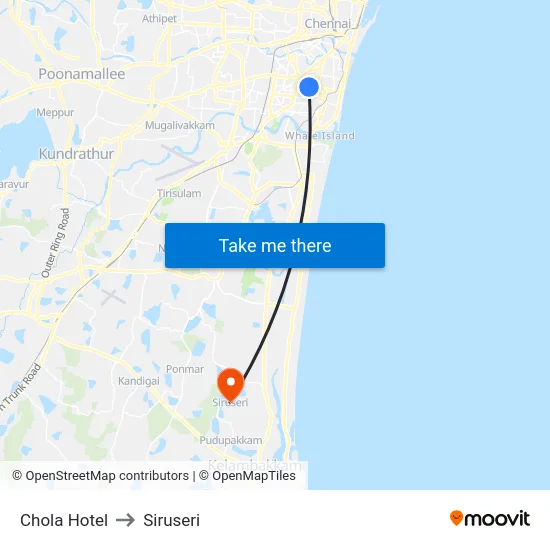 Chola Hotel to Siruseri map