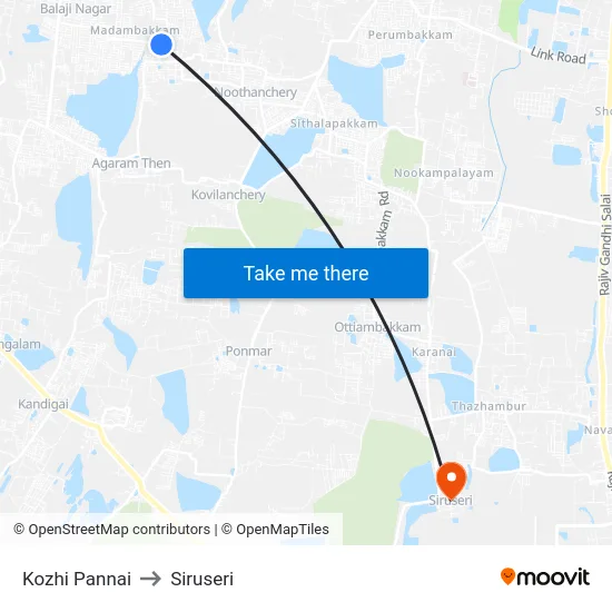 Kozhi Pannai to Siruseri map