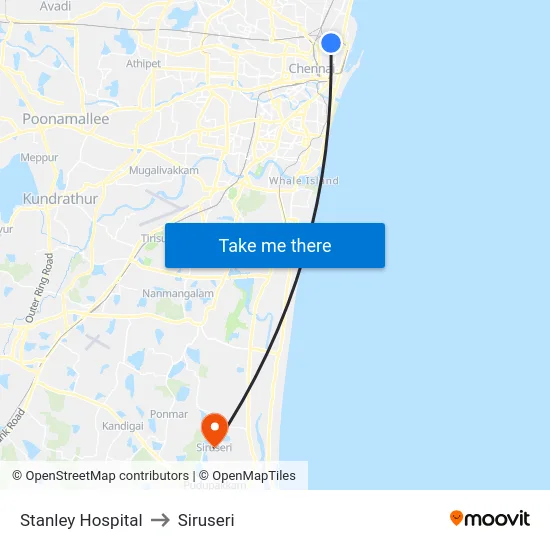 Stanley Hospital to Siruseri map