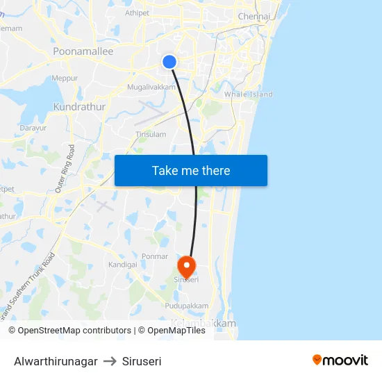 Alwarthirunagar to Siruseri map
