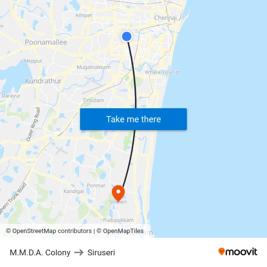M.M.D.A. Colony to Siruseri map