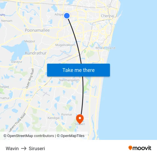 Wavin to Siruseri map
